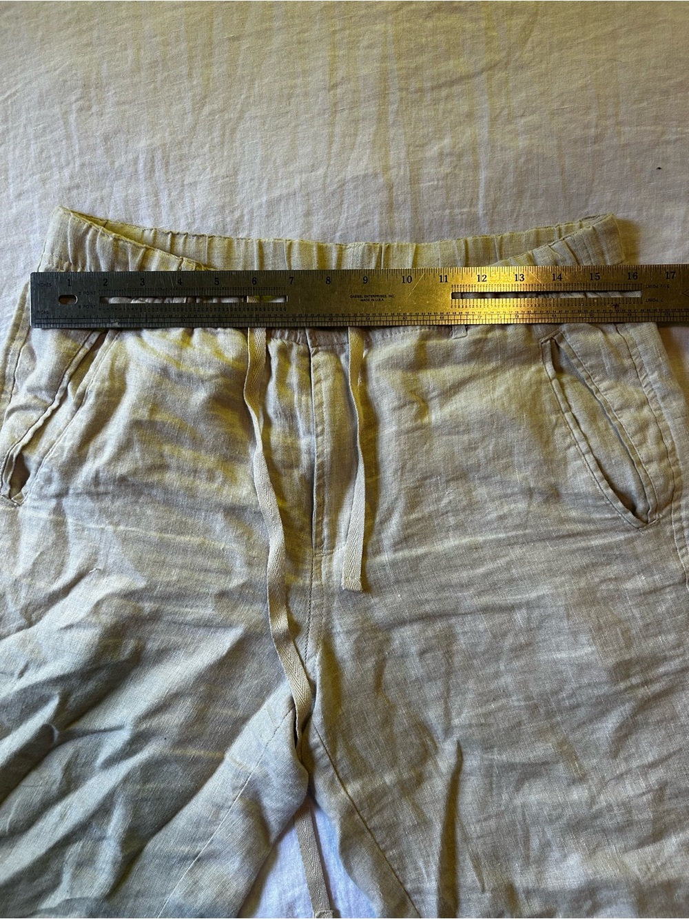 Men's Cream Linen Pants - Picture 5 of 6